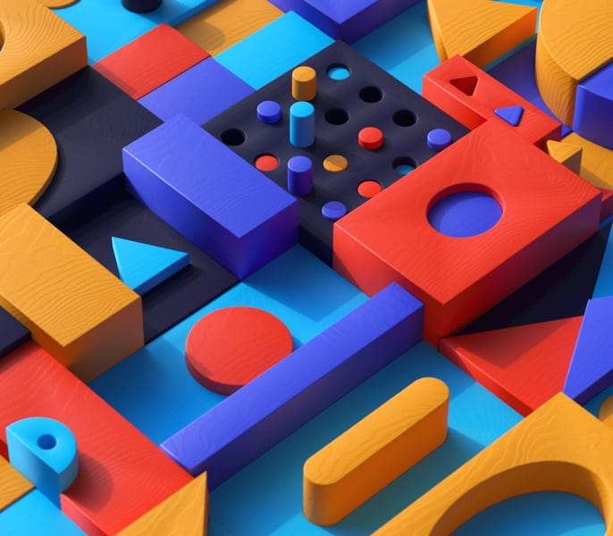 abstract composition 3D isometric geometric shapes